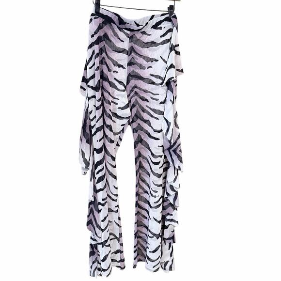 MadRag Pants - Madrag Y2K zebra sheer flare wide leg pant with ruffle plus size 2X USA made